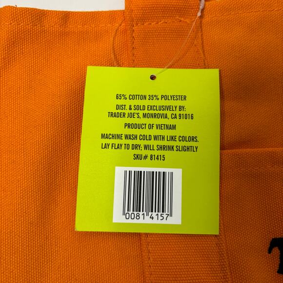 LOT 2x — Trader Joe’s Canvas MINI Tote Bag — Halloween Trick Treat Orange Purple - Picture 5 of 10